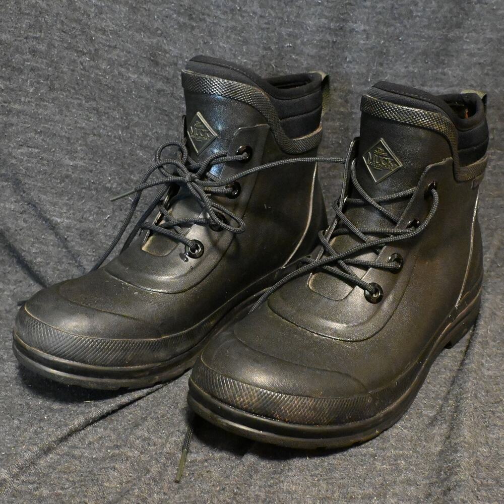 Muck Originals Women's 8 Black Lace-Up Boots Neoprene Ankle Rain Snow